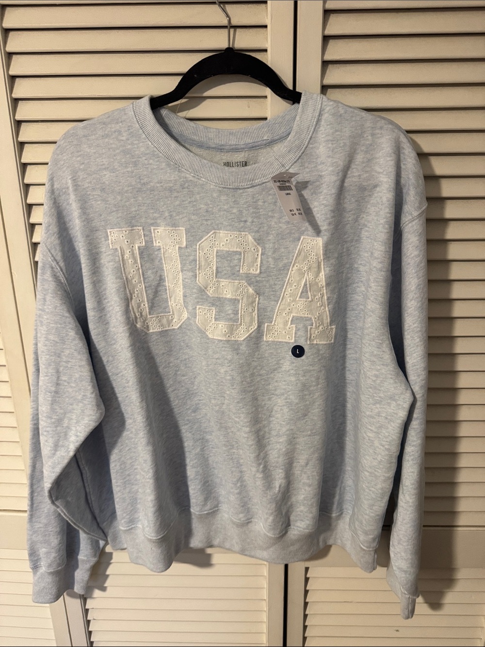 Hollister Pale Blue USA Appliqué Crew Sweatshirt